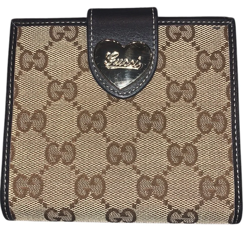 Gucci gold heart canvas and leather bifold wallet - Picture 9 of 9